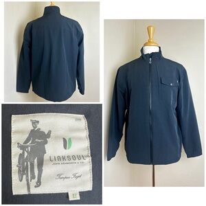 NWOT! Linksoul Tempus Fugit Golf Jacket Men's Black Snap Pocket Performance Sz L